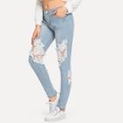 Shein Contrast Lace Cut Out Jeans