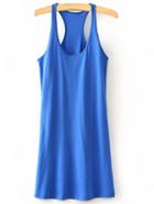 Shein Blue Round Neck Casual Tank Dress