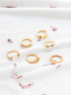 Shein Gold Rhinestone Detail Delicate Ring Set
