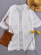 Shein White Soluble Flower Eyelash Lace Cover Up