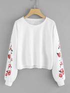 Shein Drop Shoulder Florals Raw Hem Crop Pullover