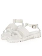 Shein White Peep Toe Flatform Mid Heel Gladiator