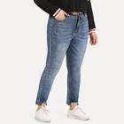 Shein Plus Raw Hem Faded Jeans