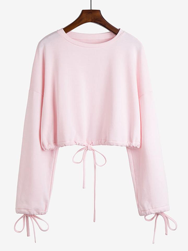 Shein Drop Shoulder Drawstring Hem Sweatshirt