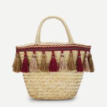 Shein Tassel Detail Straw Bucket Bag