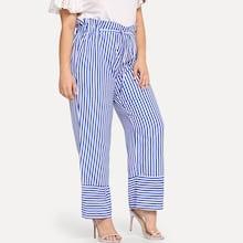 Shein Plus Waist Knot Striped Pants