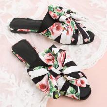 Shein Bow Detail Floral Print Flats