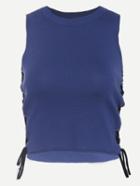 Shein Blue Lace-up Knit Sleeveless Crop Top