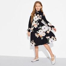 Shein Girls Flounce Sleeve Flower Dress