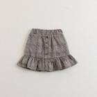 Shein Girls Button Ruffle Trim Skirt