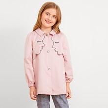 Shein Girls Button Up Figure Trim Jacket
