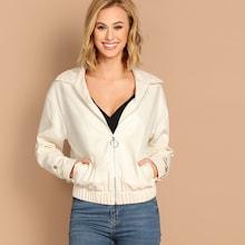 Shein Elastic Hem Zip Up Jacket