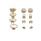 Shein Lock Detail Earrings 4pairs & Ring Set 4pcs