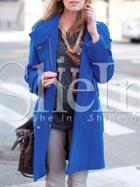 Shein Blue Long Sleeve Lapel Zipper Coat