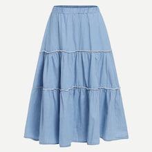 Shein Frill Trim Solid Denim Skirt