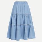 Shein Frill Trim Solid Denim Skirt