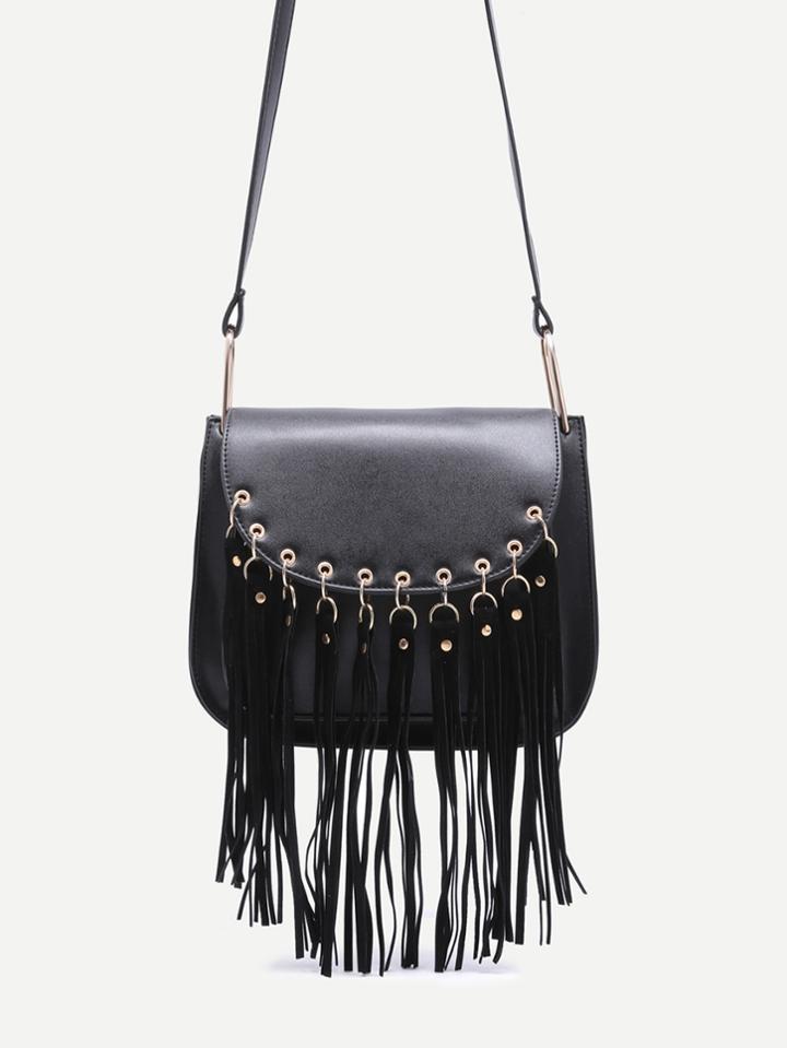 Shein Black Mini Fringe Shoulder Bag