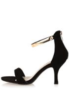Shein Faux Suede Gold Plate Ankle Strap Sandals