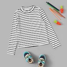 Shein Girls Mock-neck Striped Tee