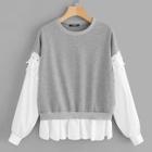 Shein Contrast Lace Color Block Pullover