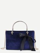 Shein Velvet Satchel Bag With Bow