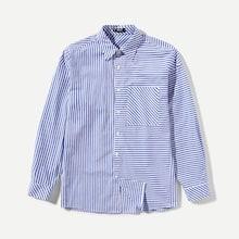 Shein Men Striped Pocket Patched Shirt