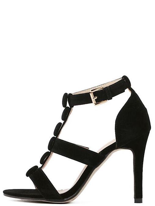 Shein Black Buckle Strap Stiletto Sandals