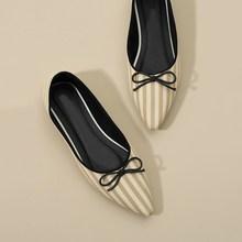 Shein Bow Decor Striped Flats