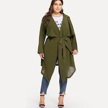 Shein Plus Rolled Up Sleeve Shawl Collar Coat