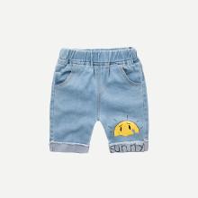 Shein Boys Letter Print Roll Hem Denim Shorts