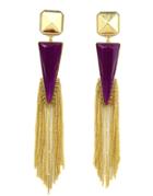 Shein Purple Rhinestone Colour Tassel Triangle Earrings