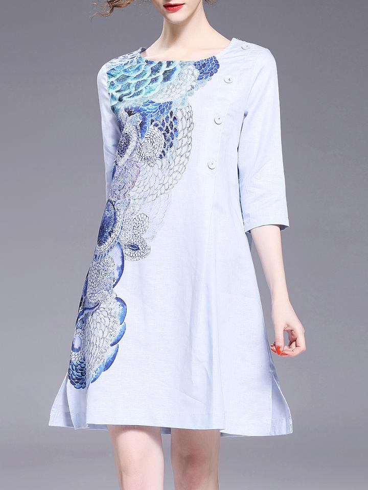 Shein Flowers Print Split Shift Dress