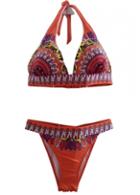 Rosewe Totem Print Padded Strappy Bikini Set