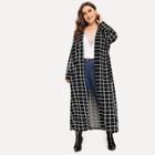 Shein Plus Open Front Grid Longline Coat