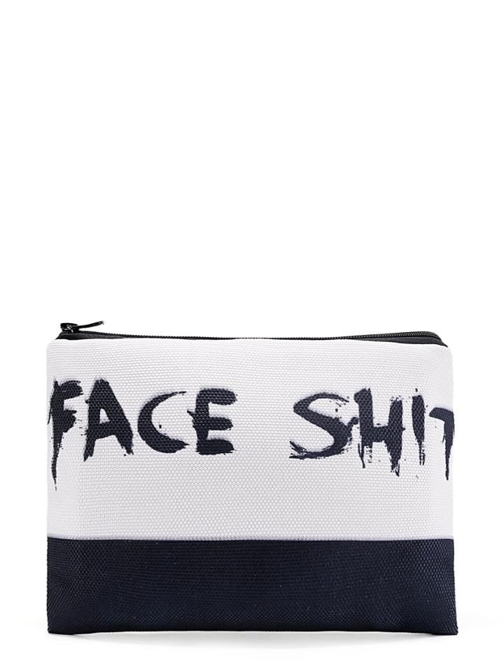Shein Two Tone Slogan Print Cosmetic Bag