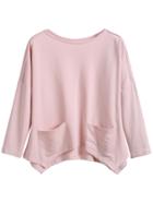 Shein Pink Drop Shoulder Pockets Hem Asymmetric T-shirt