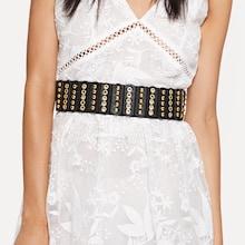 Shein Grommet & Studded Design Pu Belt