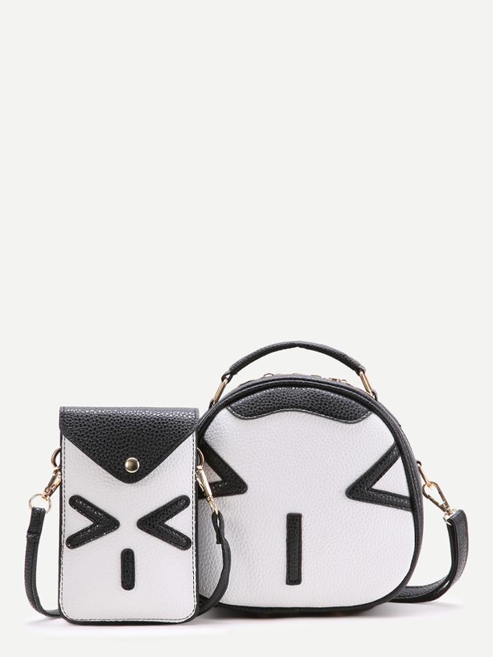 Shein Black Emoji Pattern Crossbody Bag With Pouch Bag