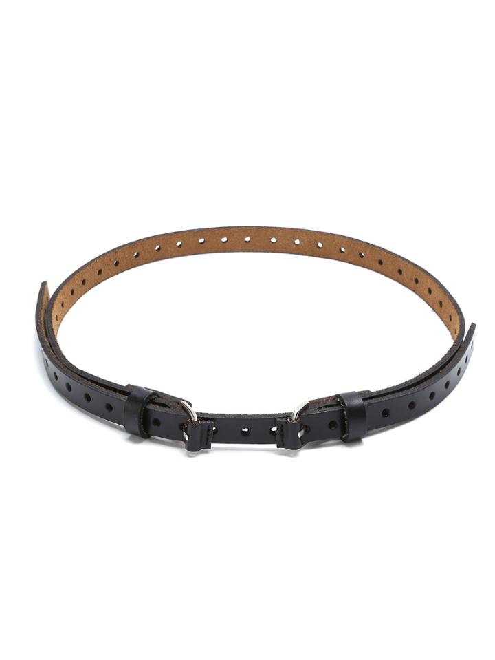 Shein Black Double Buckle Skinny Leather Belt