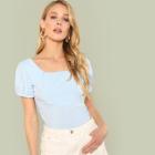 Shein Square Neck Solid Crop Top