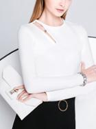 Shein White Long Sleeve Hollow Bead Slim T-shirt