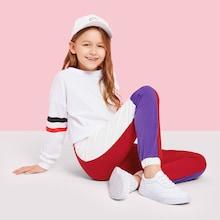 Shein Girls Color Block Elastic Waist Pants