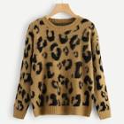 Shein Leopard Print Fuzzy Jumper