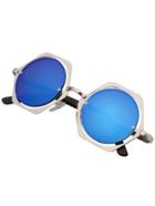 Shein Silver Cutout Hexagon Frame Round Sunglasses