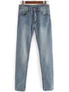 Shein Light Blue Pockets Bleached Denim Pant