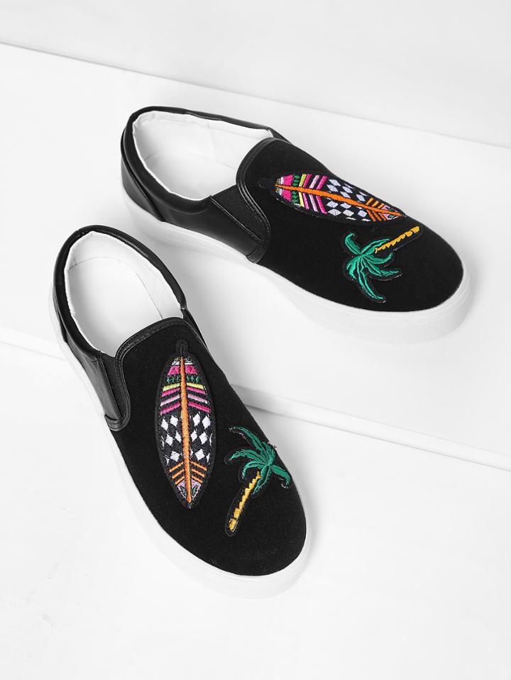 Shein Patch Detail Slip On Sneakers