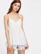 Shein Floral Lace Overlay Crisscross Back Babydoll Cami Top
