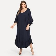 Shein Plus Bell Sleeve Ruffle Hem Dress