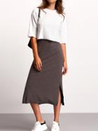 Shein Grey Spaghetti Strap Split Dress With White Crop Top