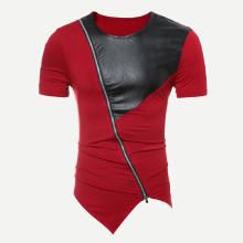 Shein Men Zip Decoration Contrast Pu Tee